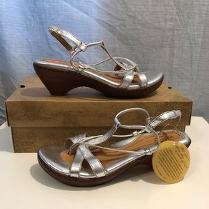 Born Silver Metalic Wedge Sandals